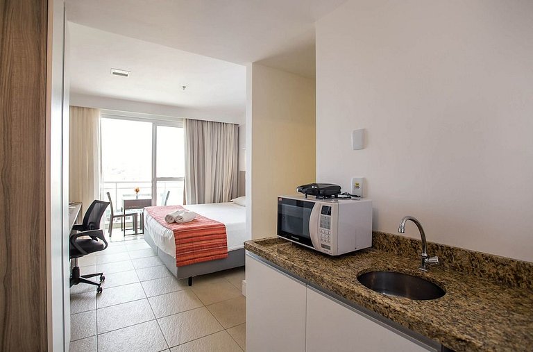 Flat 804 com vista mar, ar-condicionado e conforto