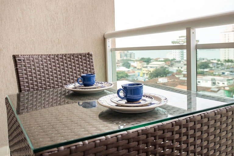 Flat 804 com vista mar, ar-condicionado e conforto