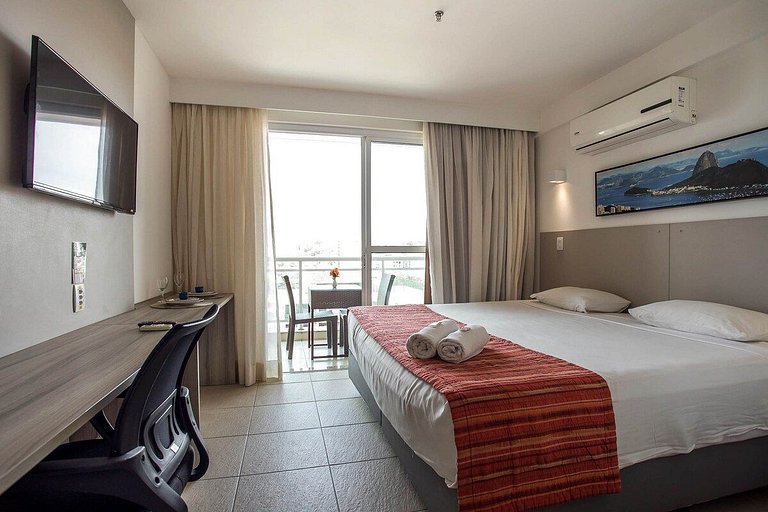 Flat 804 com vista mar, ar-condicionado e conforto