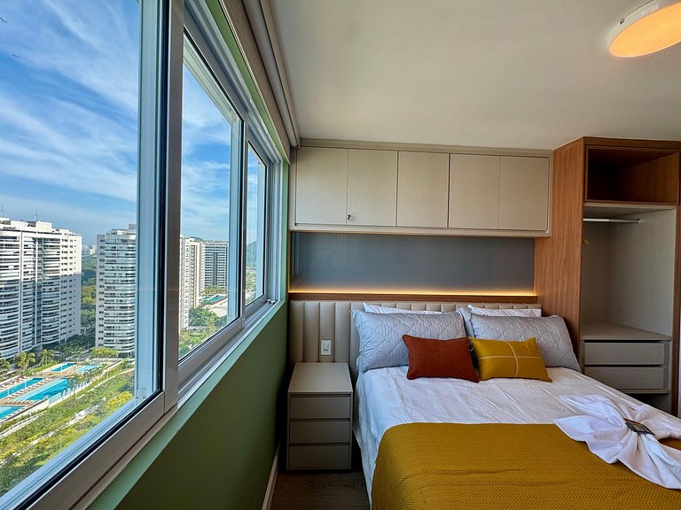 Aconchego em Flat ao lado do Rio Centro